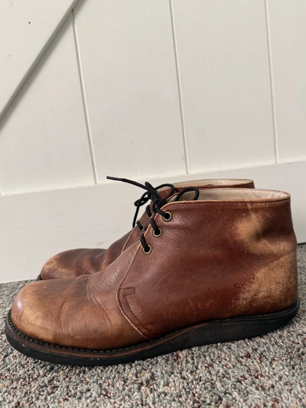 Frye Men's 10.5 D Vintage Lace Up Leather Chukka Ankle Boots Tan Brown USA
